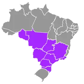 Mapa de Estados onde a Viação Andorinha atua