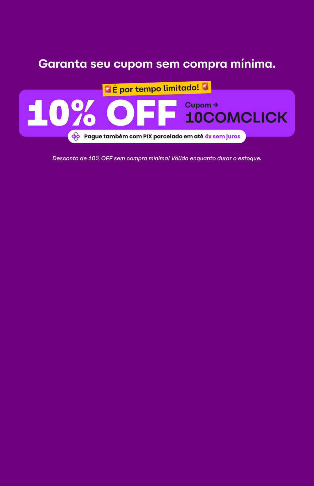 Ganhe 10% de desconto na ClickBus com o cupom 10COMCLICK e pague no Pix parcelado em até 4 vezes sem juros. Cupom válido por tempo limitado!