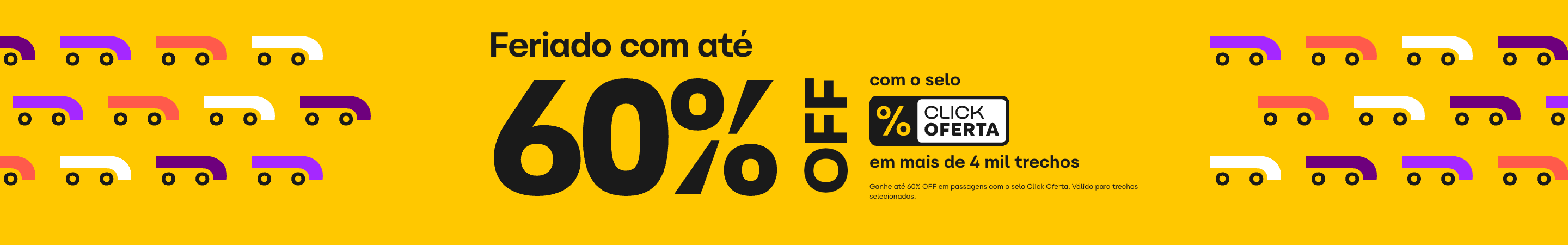 Ganhe até 60% de desconto em passagens com selo CLICKOFERTA. Válido para trechos selecionados.